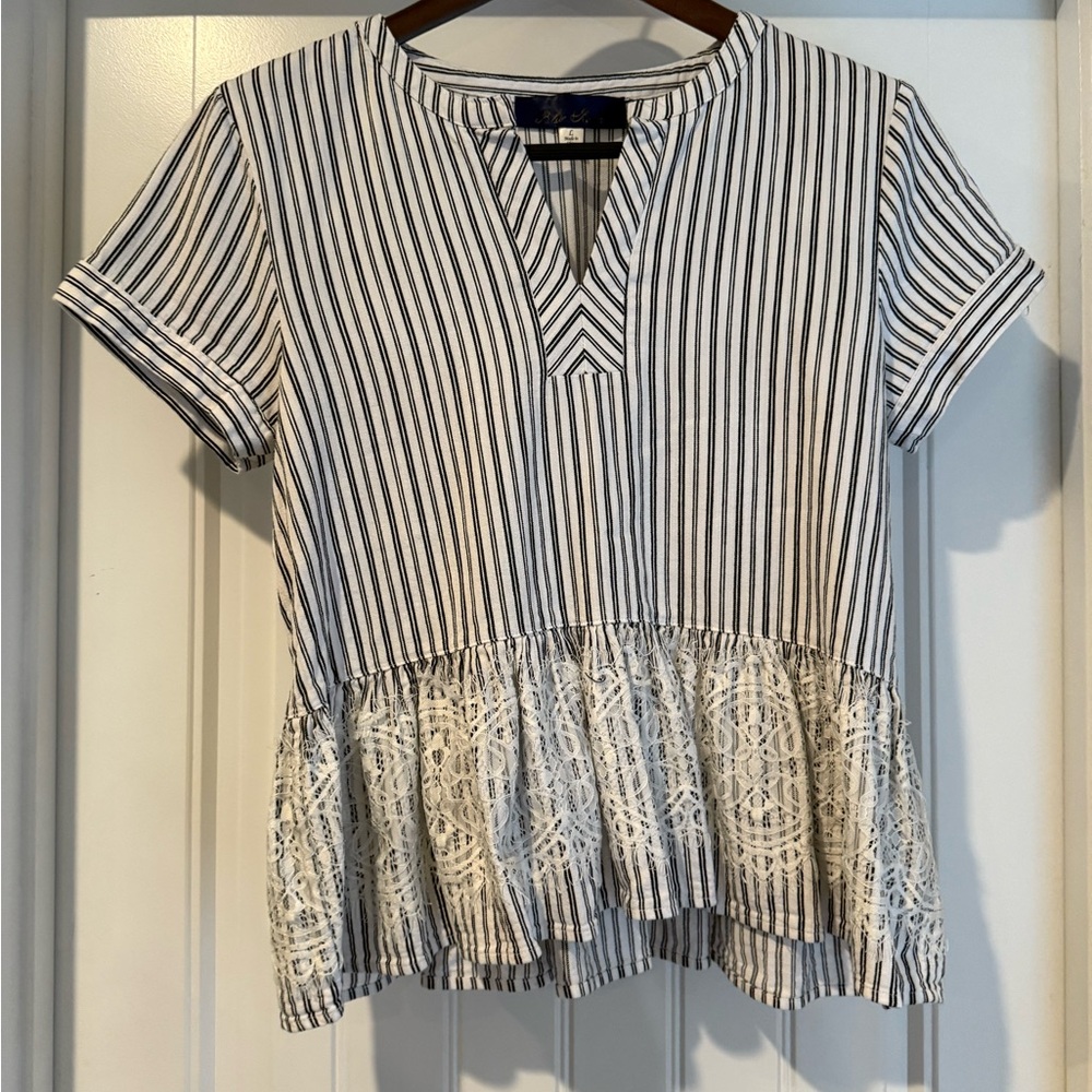 Elegant Striped Peplum Blouse